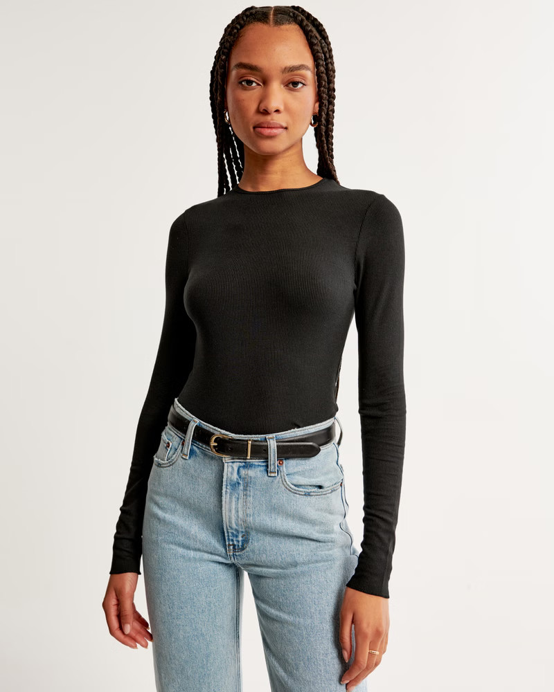Essential Long-Sleeve Featherweight Rib Tuckable Top | Abercrombie & Fitch (US)
