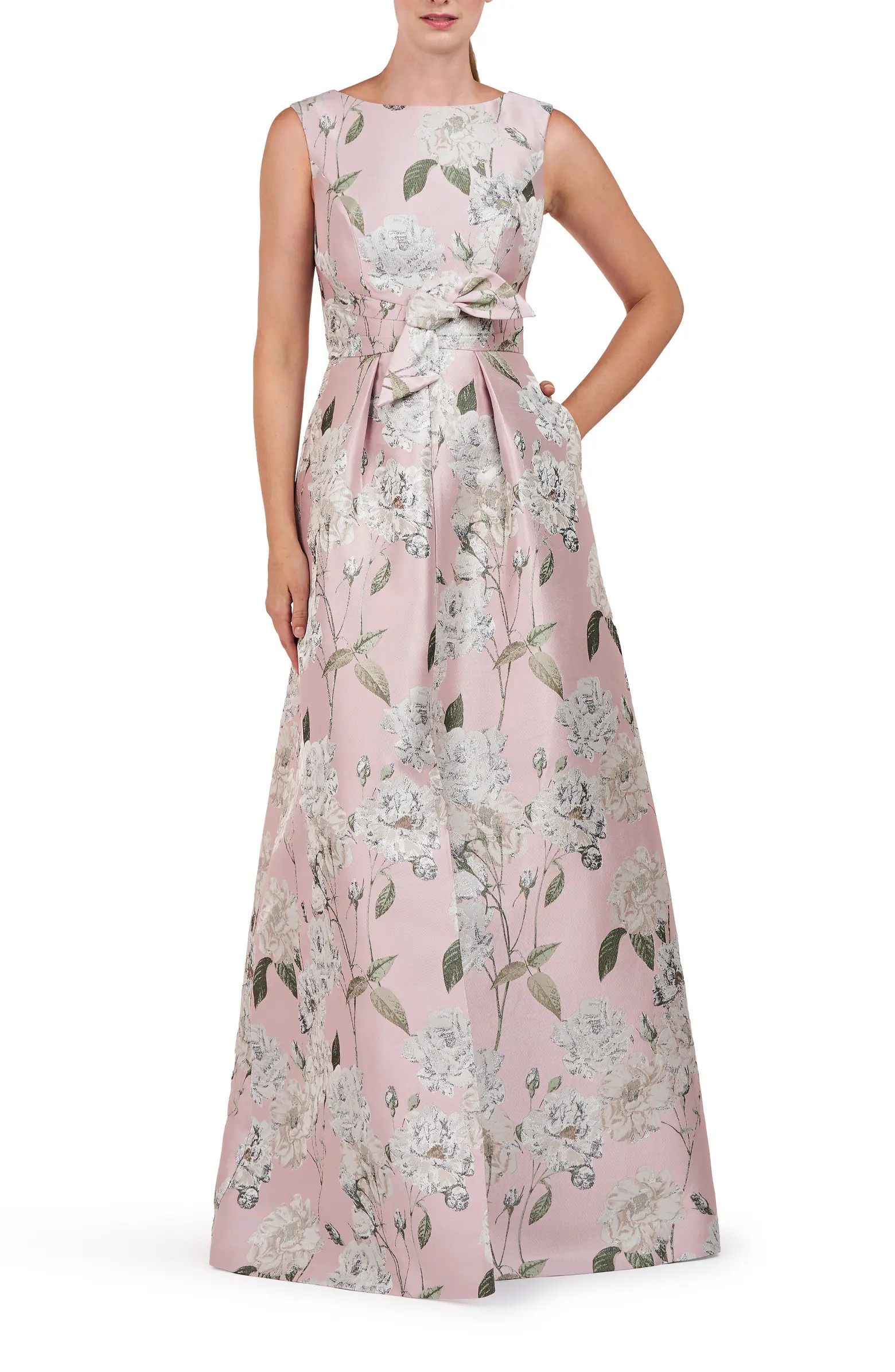 Liliana Metallic Floral Sleeveless Gown | Nordstrom