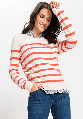 Olsen Women's Long Sleeve Striped Sweater - Macy's | Macy's