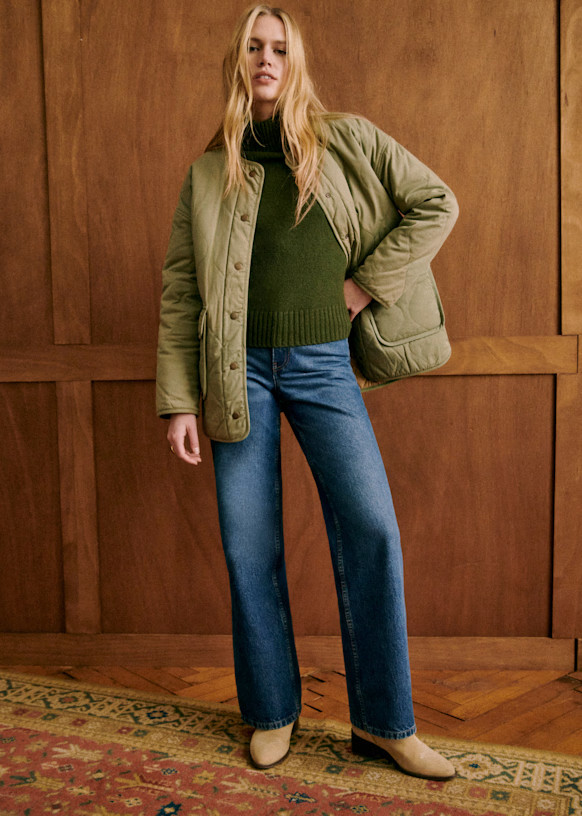 Farel Jacket - Light Khaki - Organic Cotton - Sézane | Sezane - UK