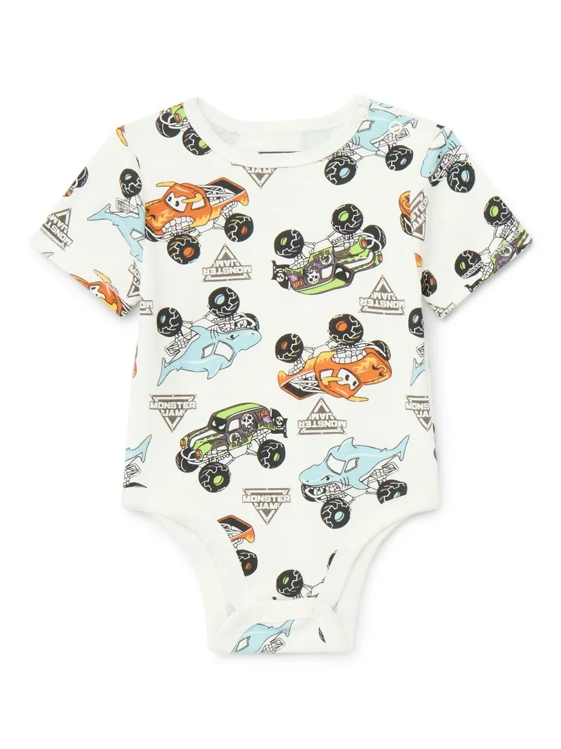 Monster Jam Baby Boys or Girls Print Bodysuit, 2-Pack, Sizes 0/3M-24M | Walmart (US)