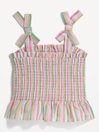 Sleeveless Bow-Tie Smocked Jean Top for Toddler Girls | Old Navy (US)