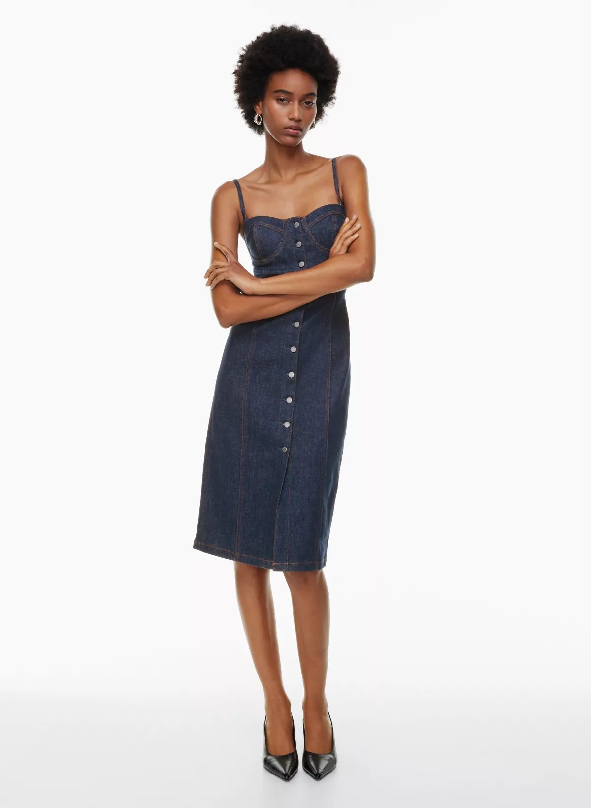 THE 90'S MIDI DENIM DRESS | Aritzia