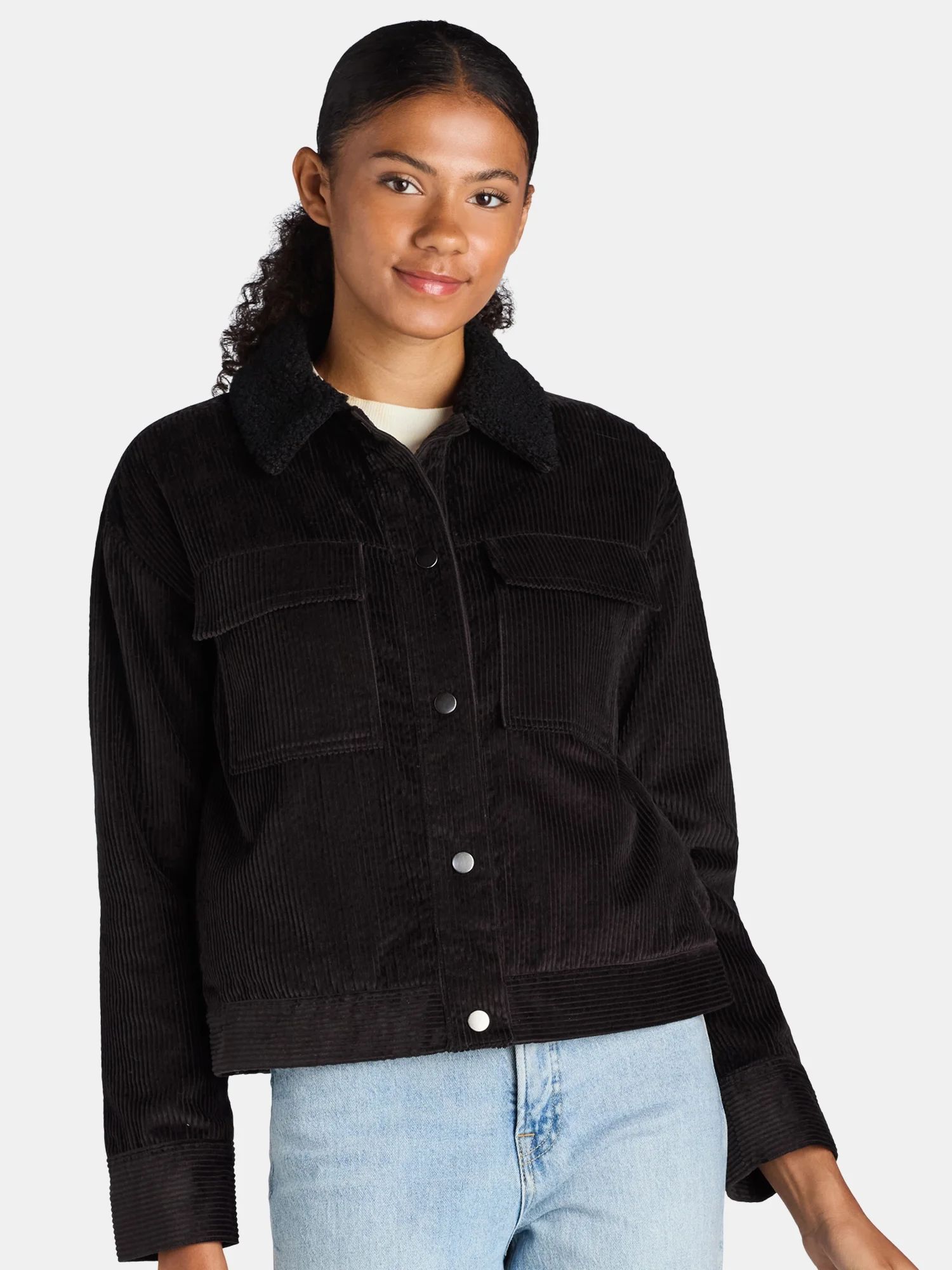 Time and Tru Women’s and Women’s Plus Corduroy Utility Jacket, Sizes XS-3X | Walmart (US)