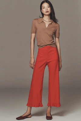 The Colette Magic Fabric Ruffle-Hem Crop Wide-Leg Pants by Maeve | Anthropologie (US)
