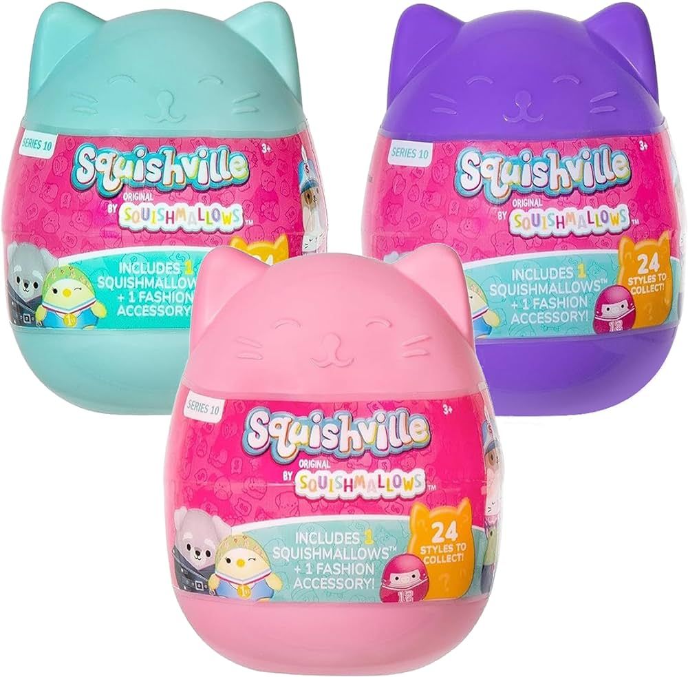 Squishmallows Squishville 3-Pack Eggs - Series 10 - Official Kellytoy - Collectible Mini 2" Myste... | Amazon (US)
