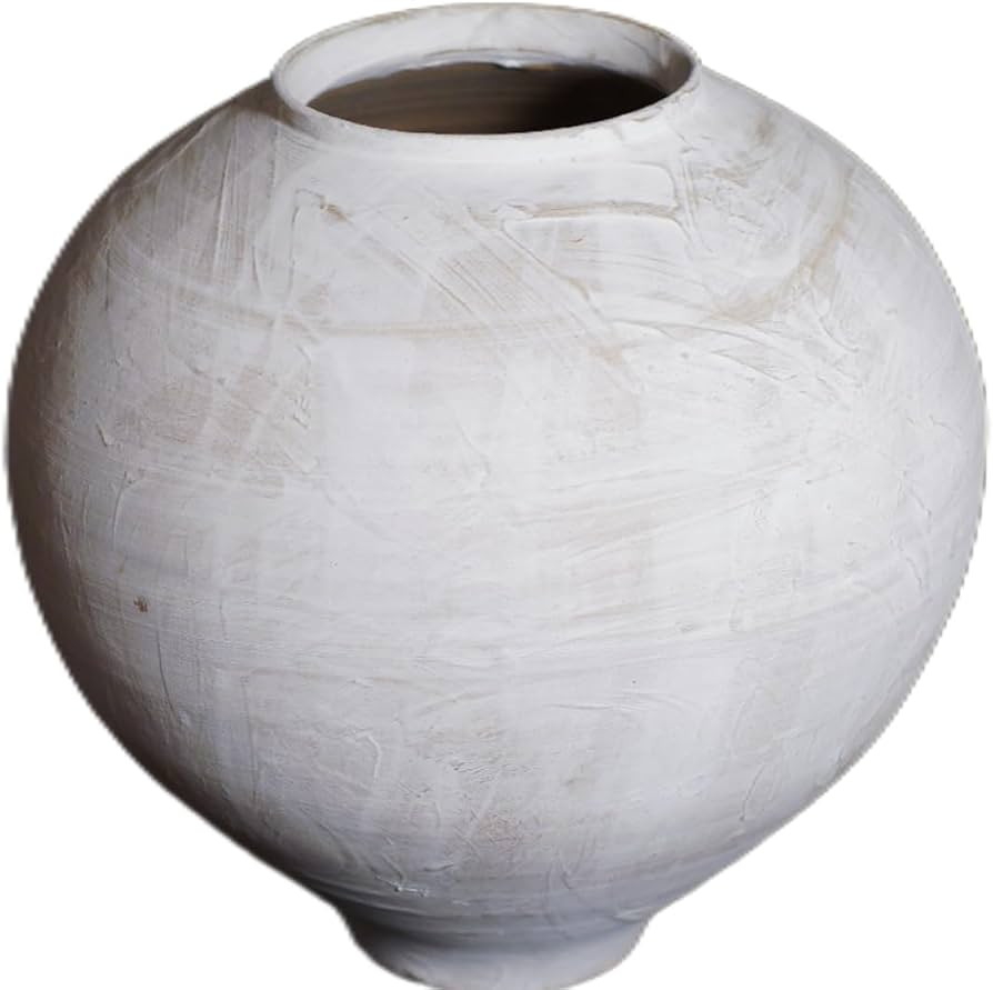 MARKABLE 9.8” Tall Classic Round Handmade Ceramic Vase Modern White Textured Vase  | Dining Tab... | Amazon (US)