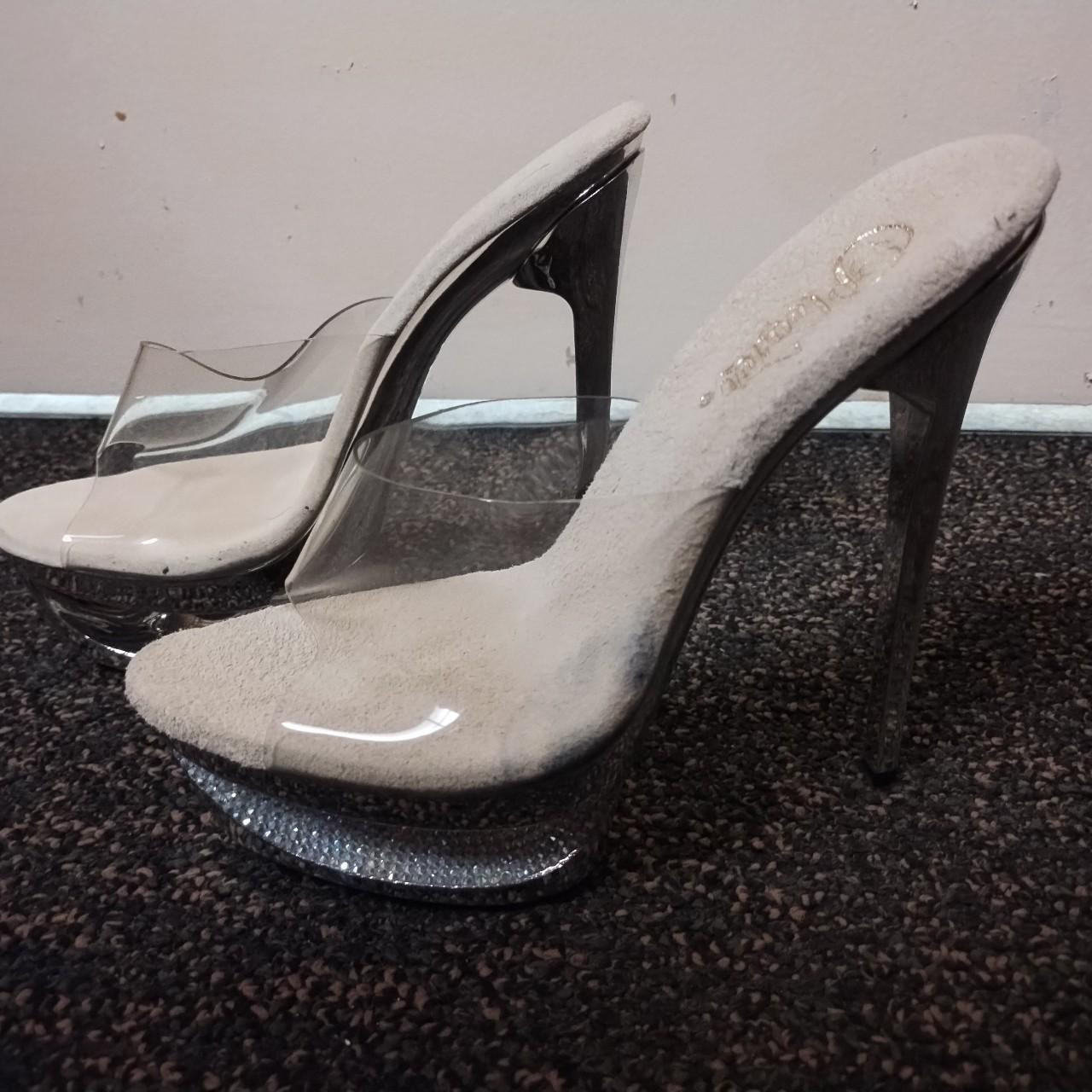 Pleaser Women's Footwear - Silver/Grey - US 8 | Depop US