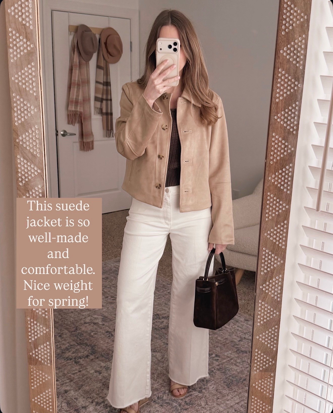 This suede jacket is one of those pieces that instantly makes an outfit feel more polished. Great quality, comfortable, and the perfect weight for spring layering.

suede jacket outfit women, tan suede jacket outfit, spring jacket outfit women, neutral outfit ideas women, casual chic outfit women, everyday elevated outfit women, spring layering outfit women, classic wardrobe staples women 

#LTKWorkwear #LTKOver40 #LTKSeasonal