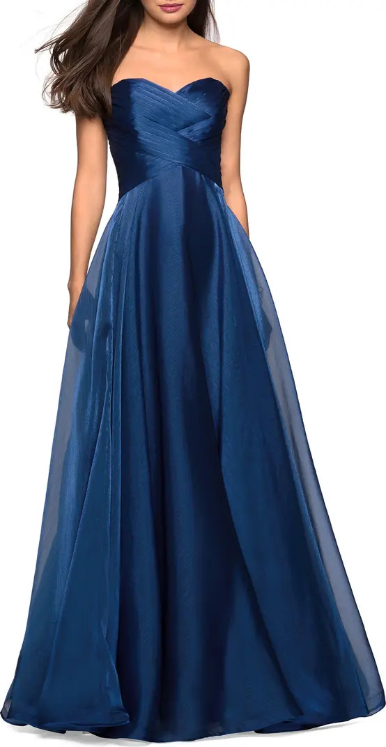 La Femme Strapless Metallic Organza Gown | Nordstrom | Nordstrom