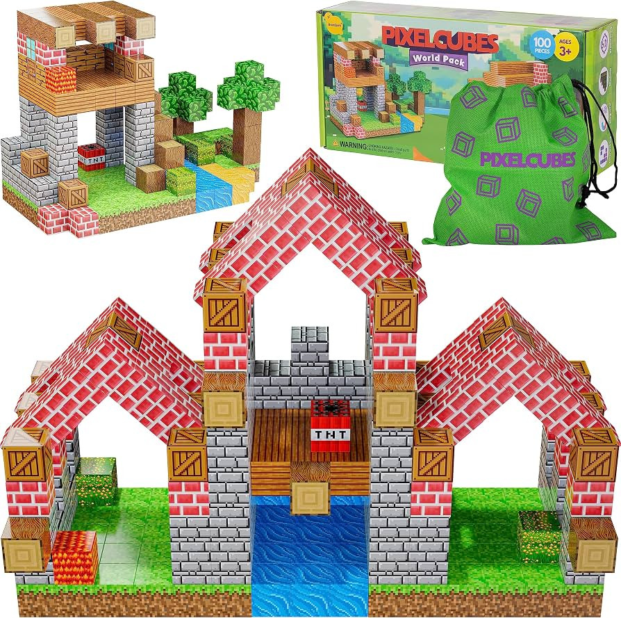 100PCS Magnetic Pixel Cubes World Pack Edition Magnet Building Blocks STEM Montessori Stacking To... | Amazon (US)