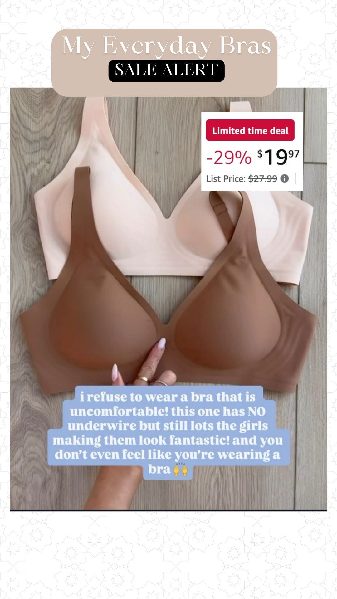 this bra has no underwire but still offers so much lift and support! It's comfortable to wear all day long and I love the wider band for smoothing out the back!  

 #LTKdayinmylife #LTKootd