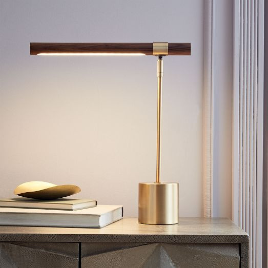 Linear Wood LED USB Table Lamp (18") | West Elm (US)