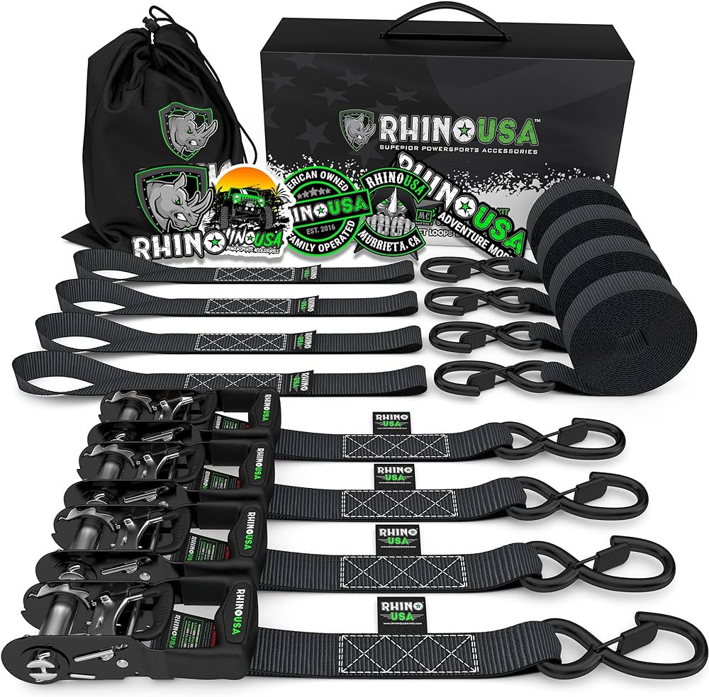 RHINO USA Ratchet Straps Tie Down Kit for ATV, 5,208 Break Strength - Includes (4) Heavy Duty Rac... | Amazon (US)