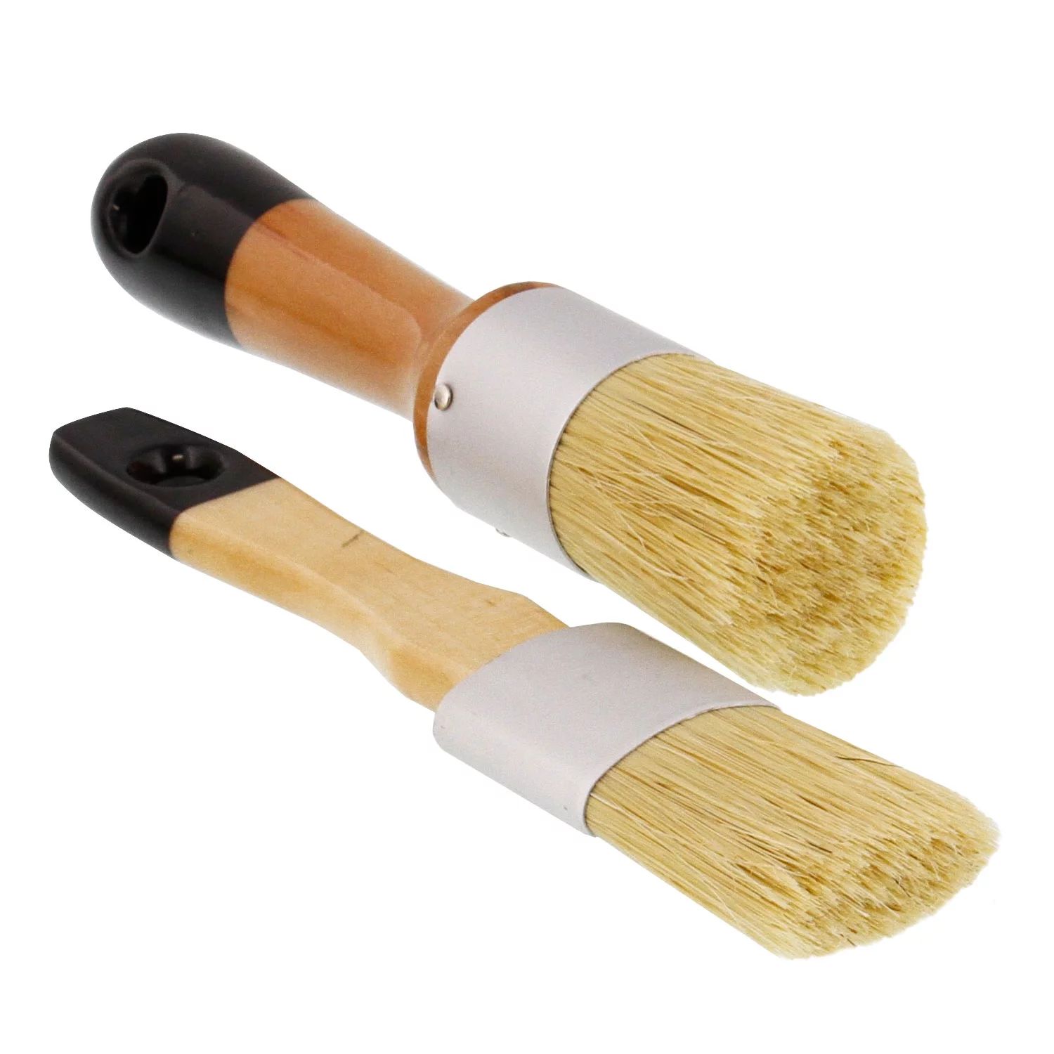 2-Piece Multi Use Round Chalk, Wax and Stencil Brushes for Wood Furniture 100% Natural Bristles a... | Walmart (US)
