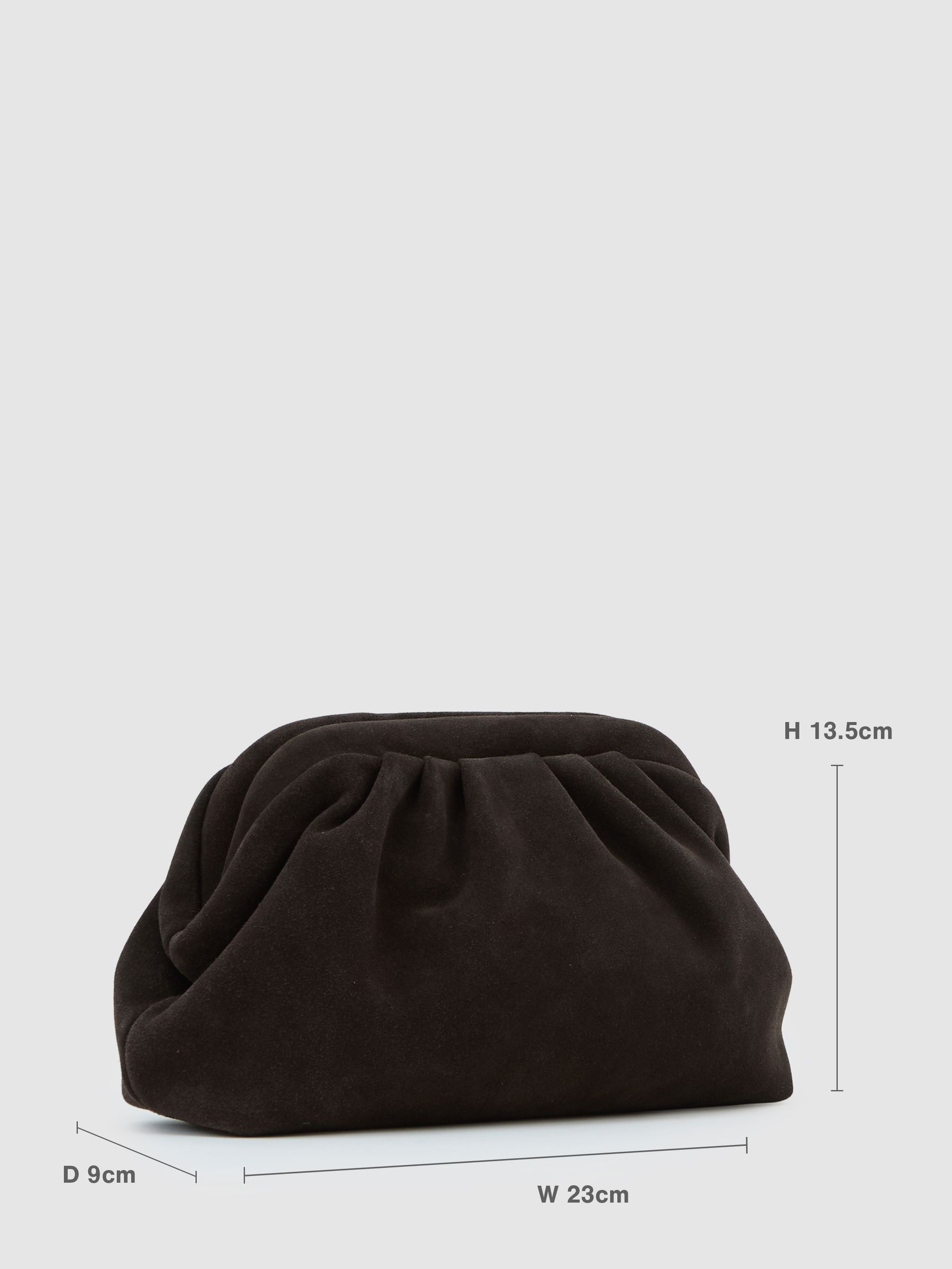 Suede Pouch Clutch Bag in Chocolate | Reiss UK