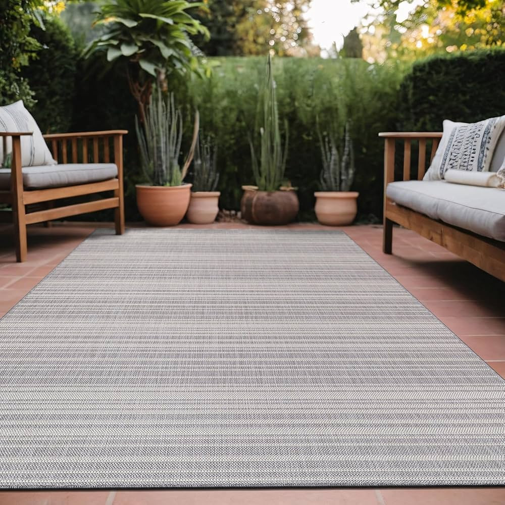 Stripe Outdoor Rug 8x10 Washable Outside Carpet for Indoor Patio Porch Waterproof Easy Cleaning N... | Amazon (US)