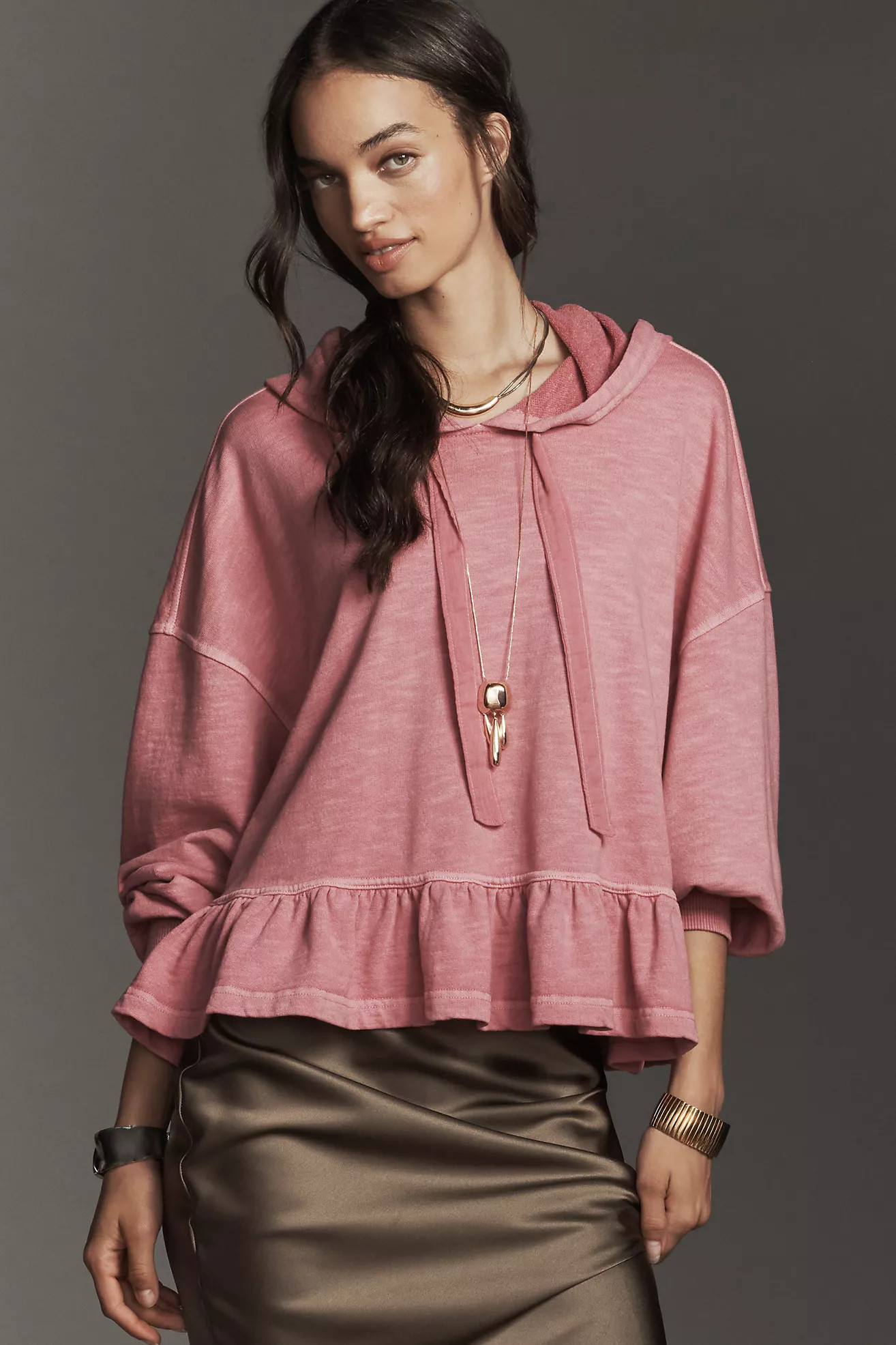 Pilcro Drop-Shoulder Flounce Hoodie | Anthropologie (US)