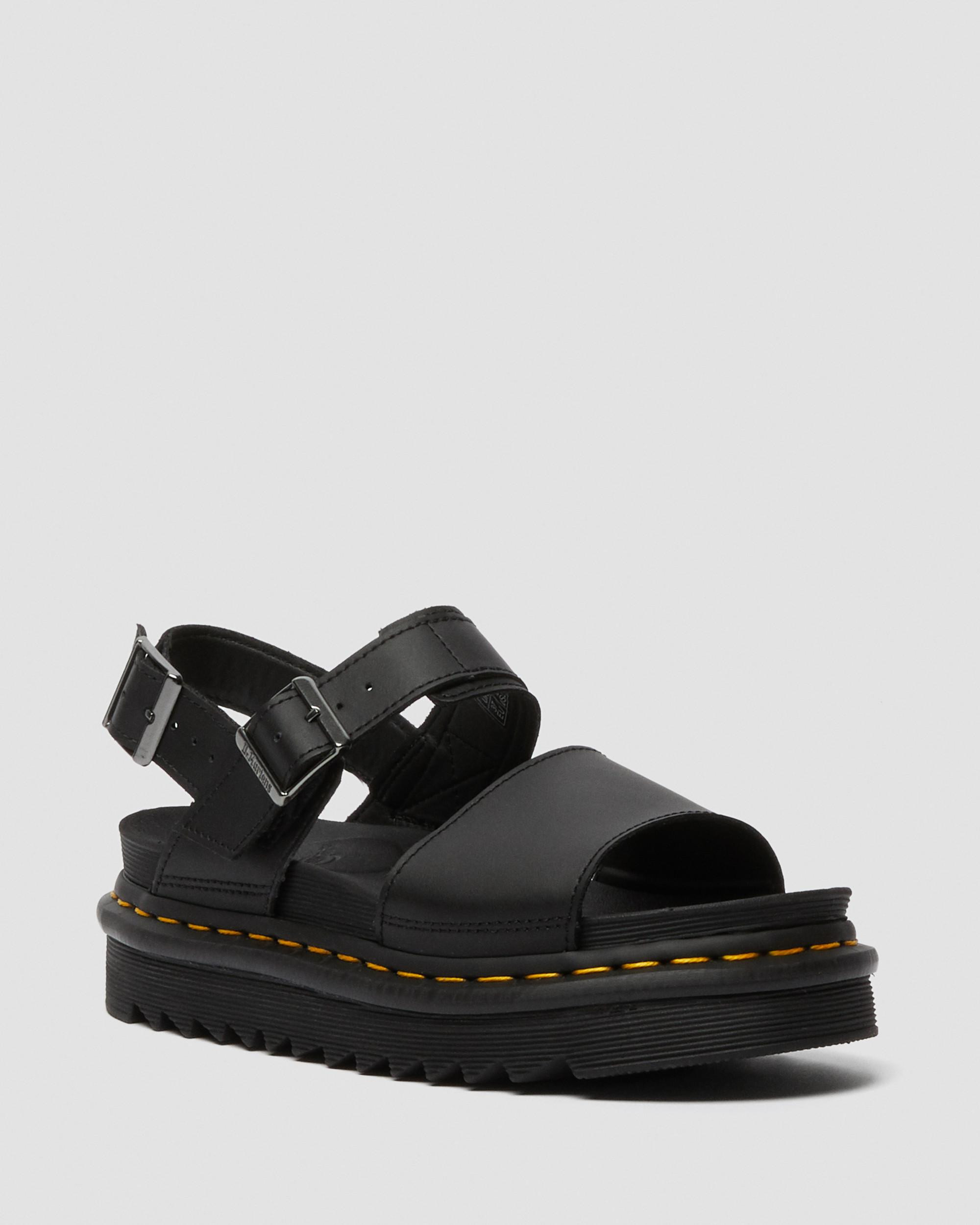 Voss Women's Leather Strap Sandals in Black | Dr. Martens | Dr. Martens