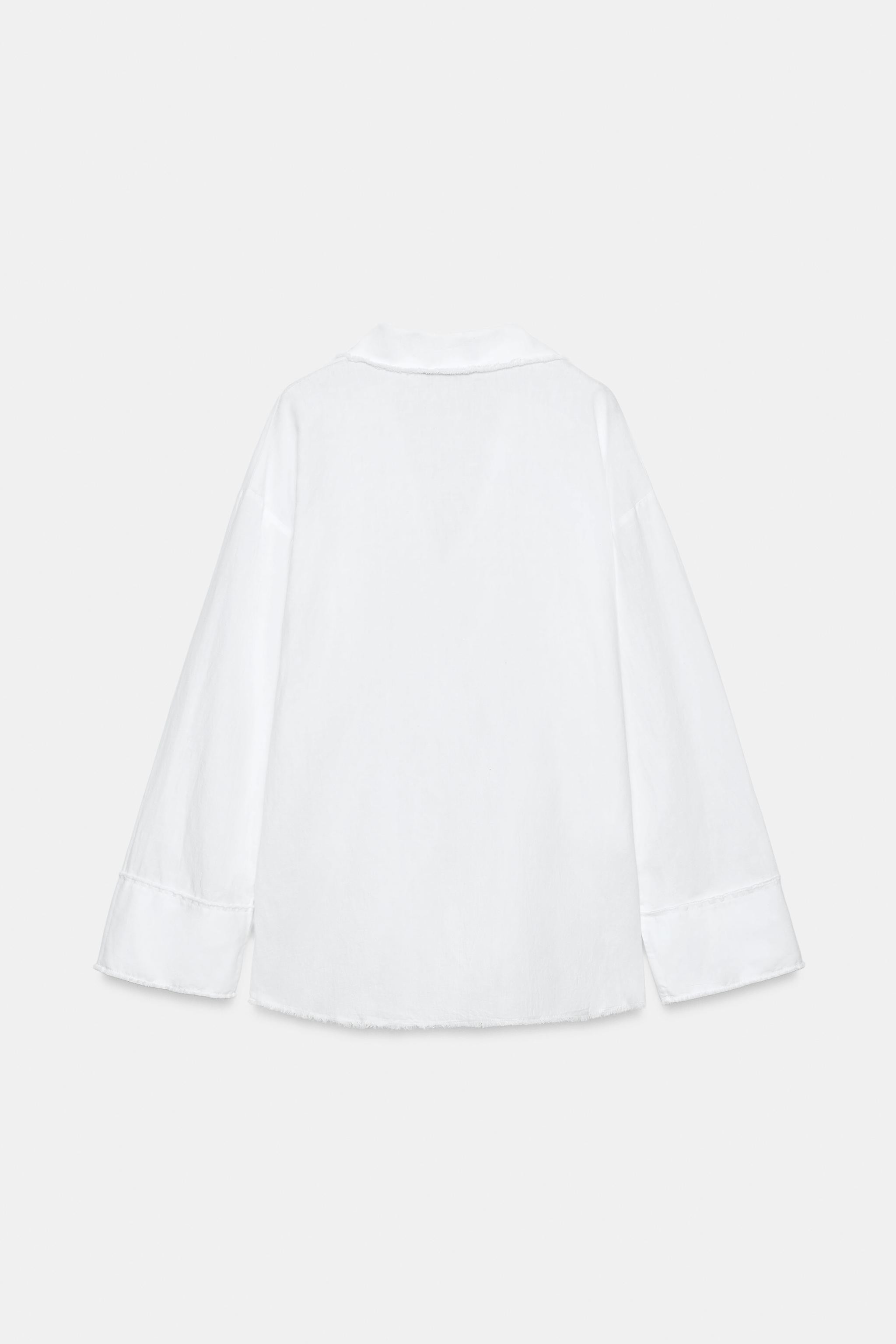 ZW COLLECTION FRINGED LINEN SHIRT | Zara US