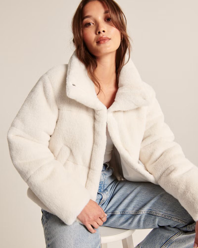 A&F Faux Fur Mini Puffer | Abercrombie & Fitch (US)