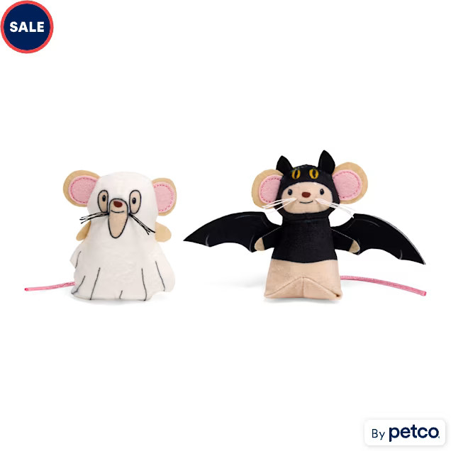 Bootique Ghost & Bat Plush Mice Cat Toy, X-Small, Pack of 2 | Petco