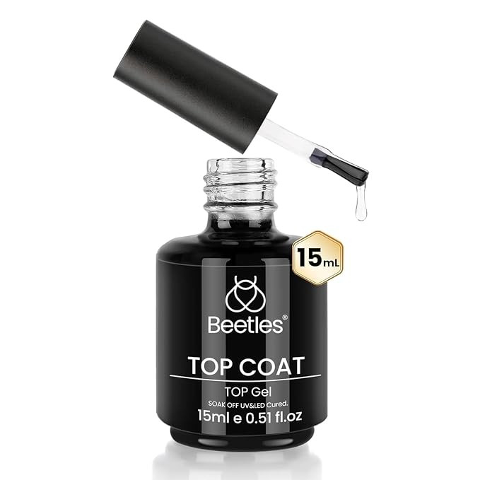 beetles Gel Polish No Wipe Top Coat - Clear Color Gel Shine Finish and Long Lasting, Soak Off Nai... | Amazon (US)