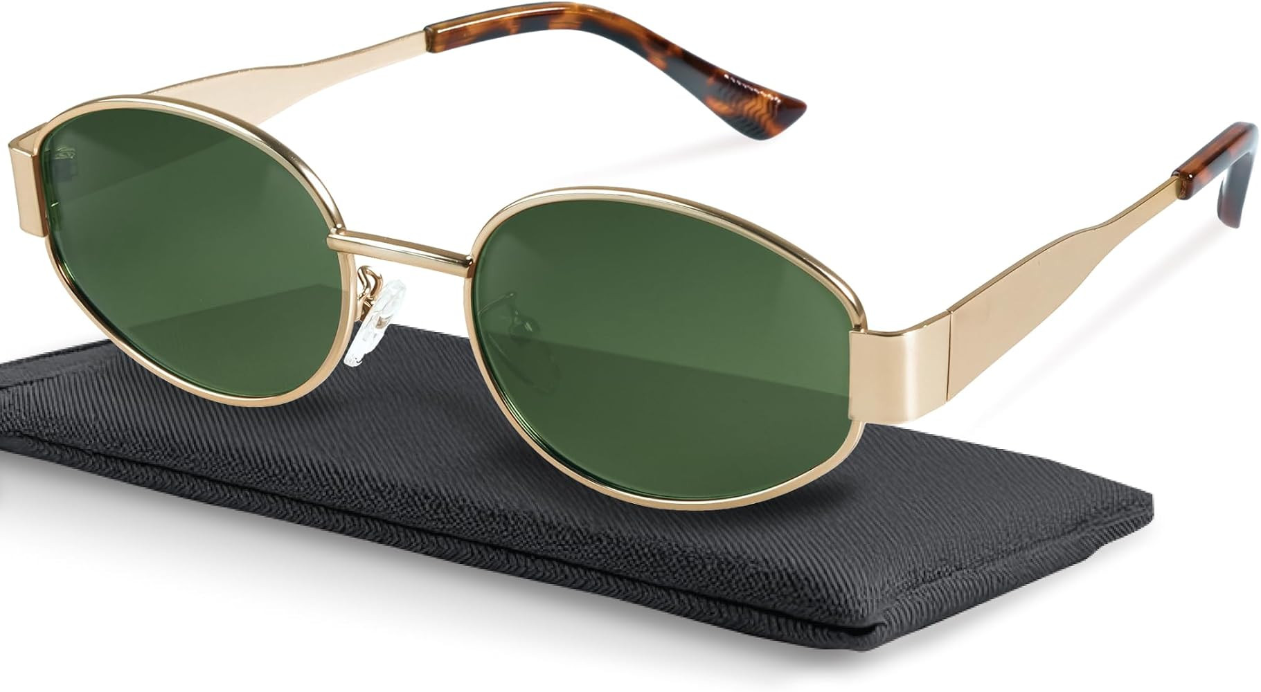 livho Retro Polarized Sunglasses - UV400 Protection, Oval Shape, Metal Frames - Matching Soft Cas... | Amazon (US)