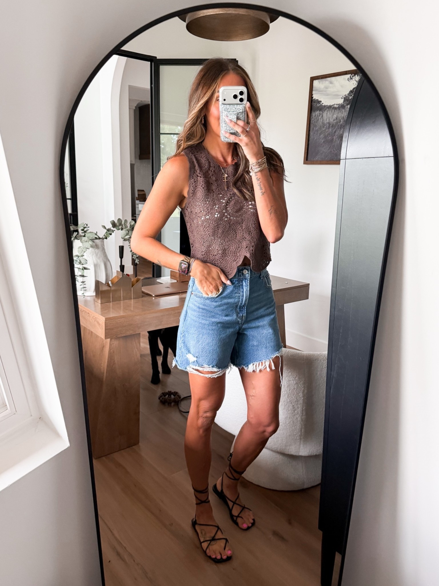 Top-small
Jean shorts-26
Sandals-tts 8