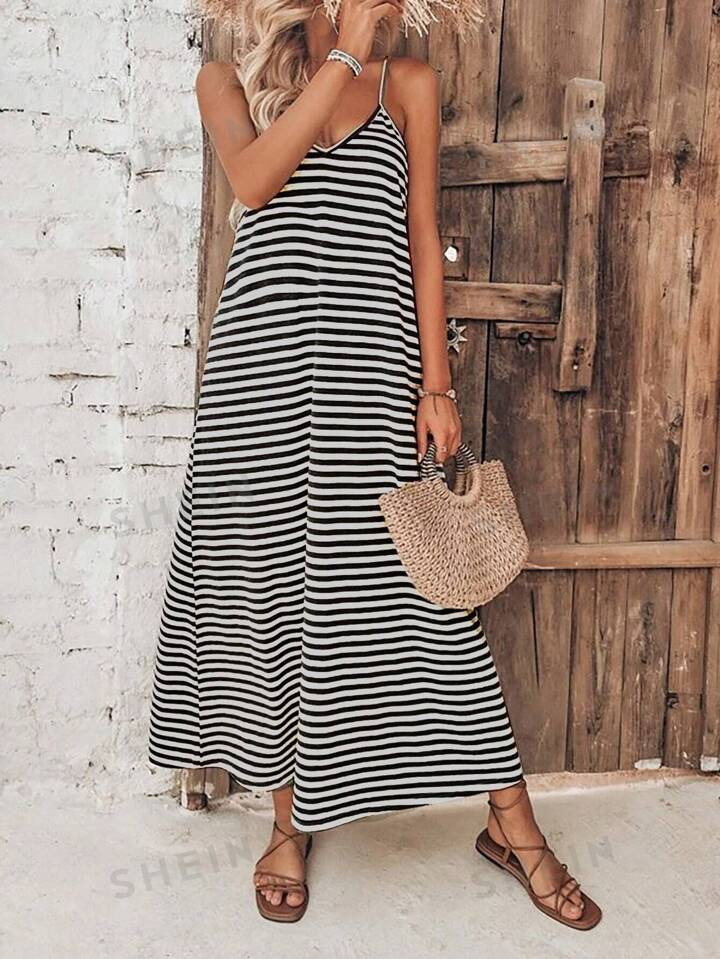 SHEIN VCAY Striped Print Cami Dress | SHEIN