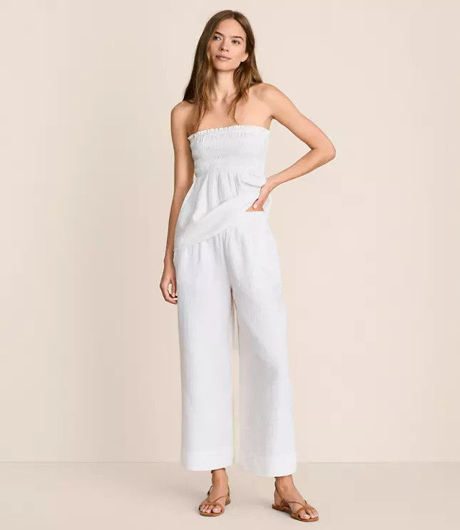 Petite Lou & Grey Flecked Triple Cloth Wide Leg Crop Pants | LOFT