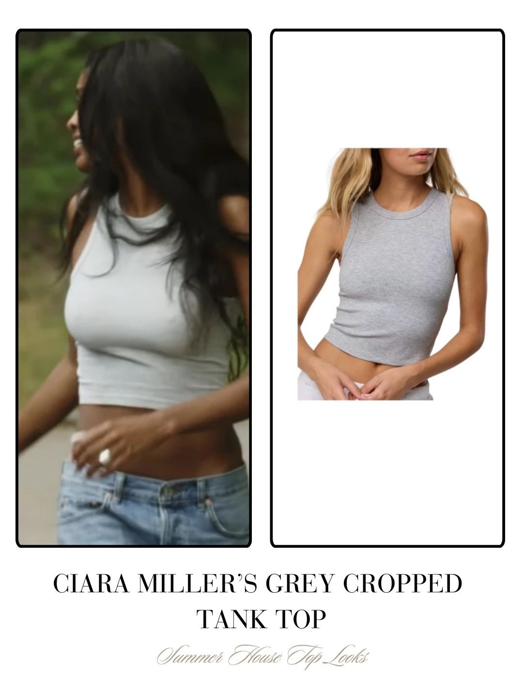 Ciara Miller’s Grey Cropped Tank Top 