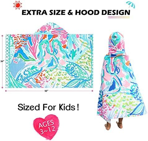 Kids Hooded Bath Beach Towel, BANGSAUR 100% Cotton 50"x30" Wrap, Toddlers Girls Boys 3-12 Years Cove | Amazon (US)