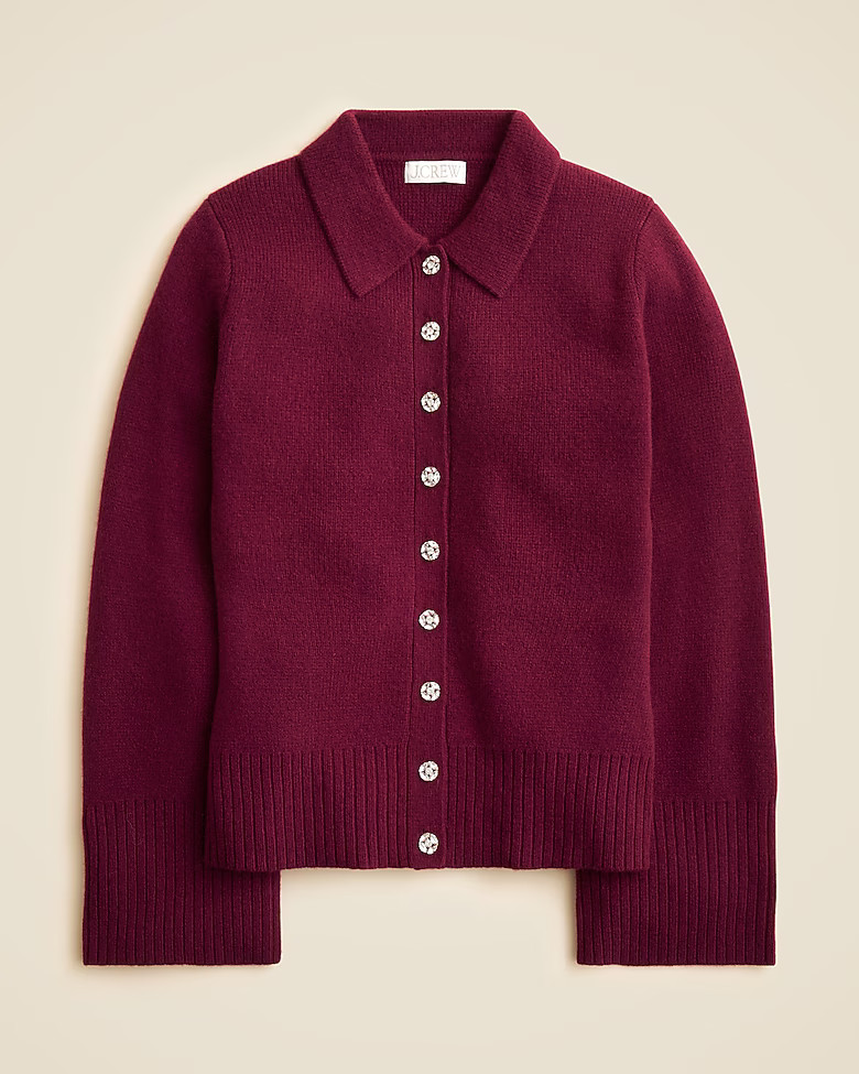 Milano-stitch cinched-waist cardigan with embellished buttons | J. Crew US