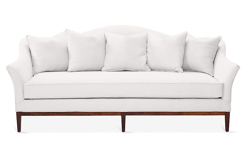 Eloise Camelback Sofa - White Linen | One Kings Lane