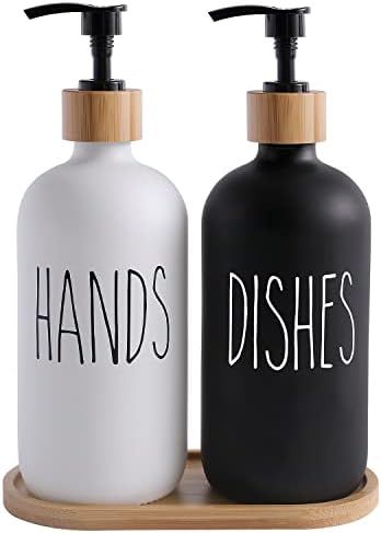 Amazon.com: MOMEEMO Glass Soap Dispenser Set, Contains Glass Hand Soap Dispenser and Glass Dish S... | Amazon (US)