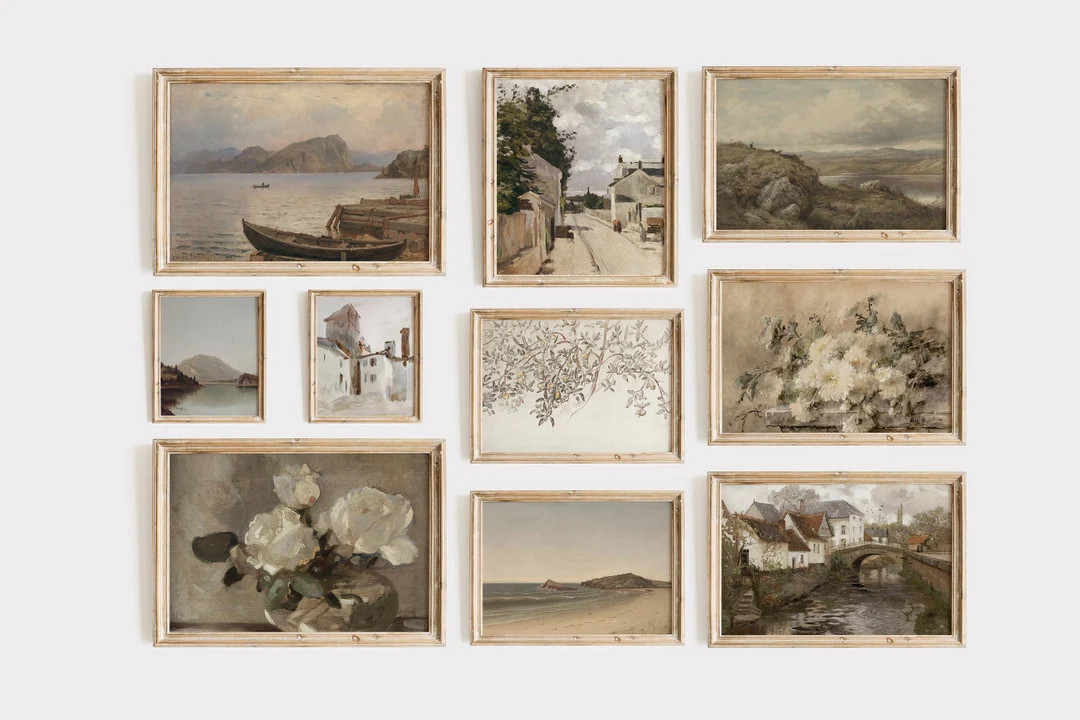 French Country Printable Wall Art Beige Tones Prints Set Vintage Rustic Farmhouse Decor Nature Ga... | Etsy (US)