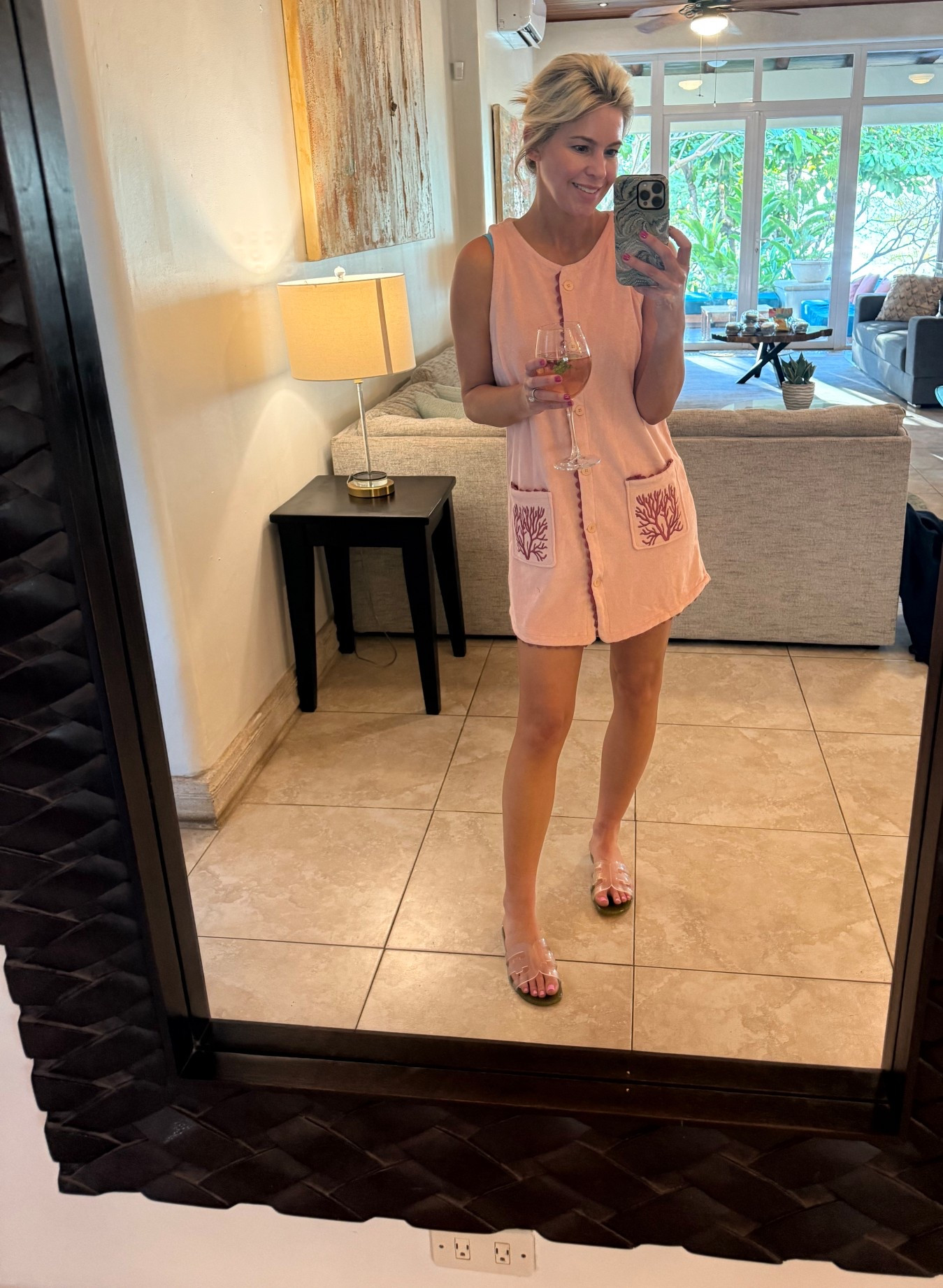 Terrycloth coverup runs TTS

Jelly sandal 🩴 sooo comfy 

Vacay mode is on 🌴 

#LTKSeasonal #LTKootd #LTKdayinmylife