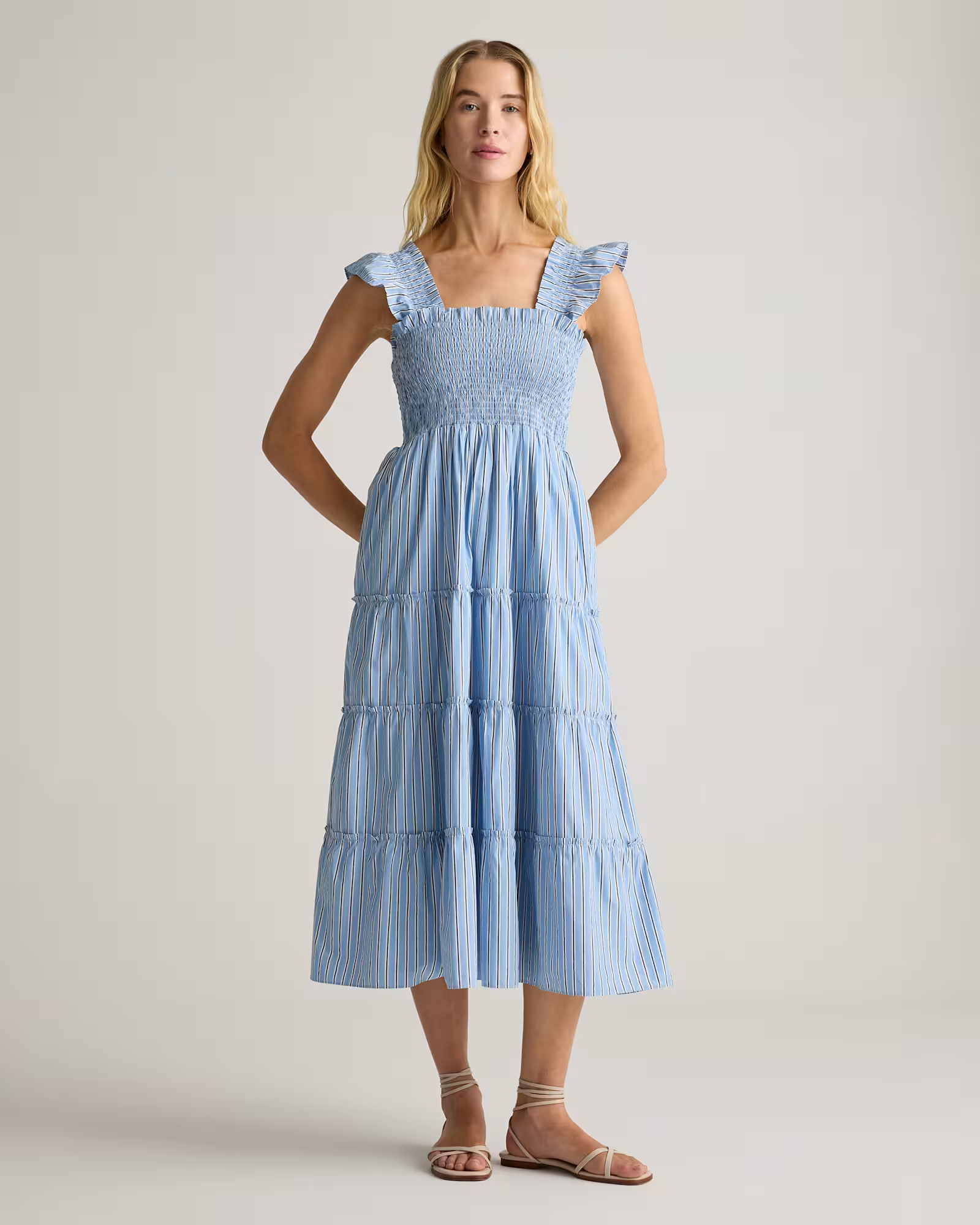100% Organic Cotton Poplin Smocked Midi Dress | Quince