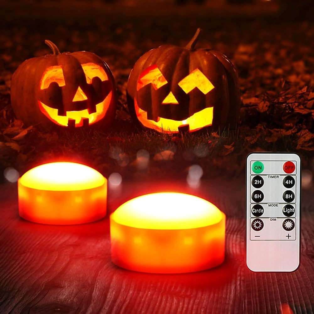 2-Pack Halloween Pumpkin Lights with Remote Timer, Bright Battery Operated Jack-O-Lantern Light F... | Amazon (US)