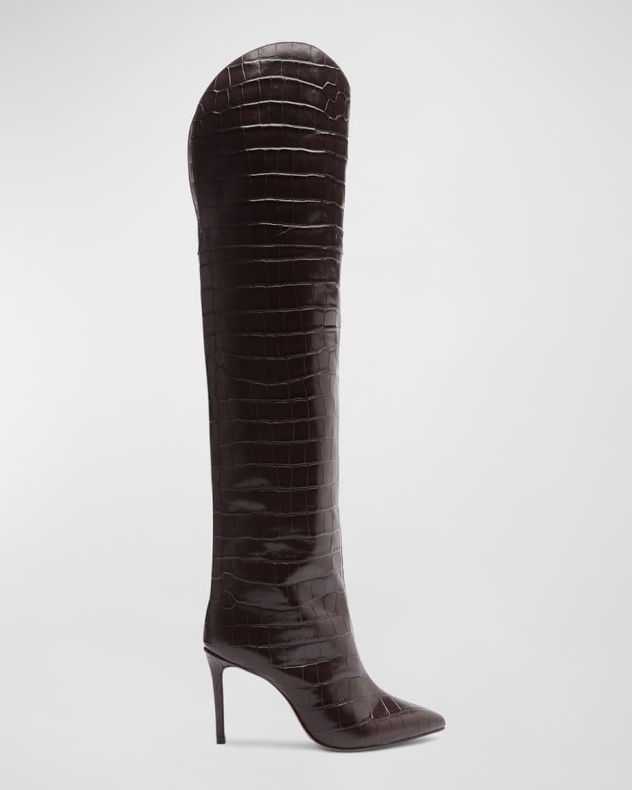Schutz Maryana Croco Over-The-Knee Boots | Neiman Marcus