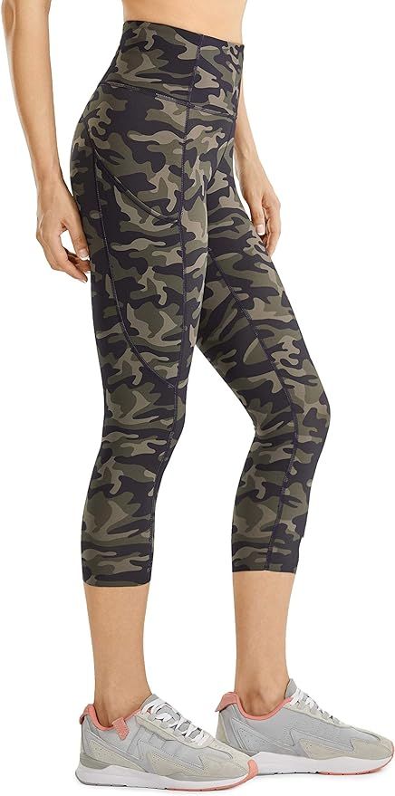 CRZ YOGA Women's Naked Feeling High Waist Gym Workout Capris Leggings with Pockets - 19 Inches | Amazon (US)