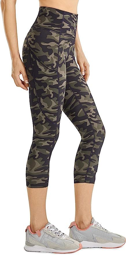 CRZ YOGA Women's Naked Feeling High Waist Gym Workout Capris Leggings with Pockets - 19 Inches | Amazon (US)