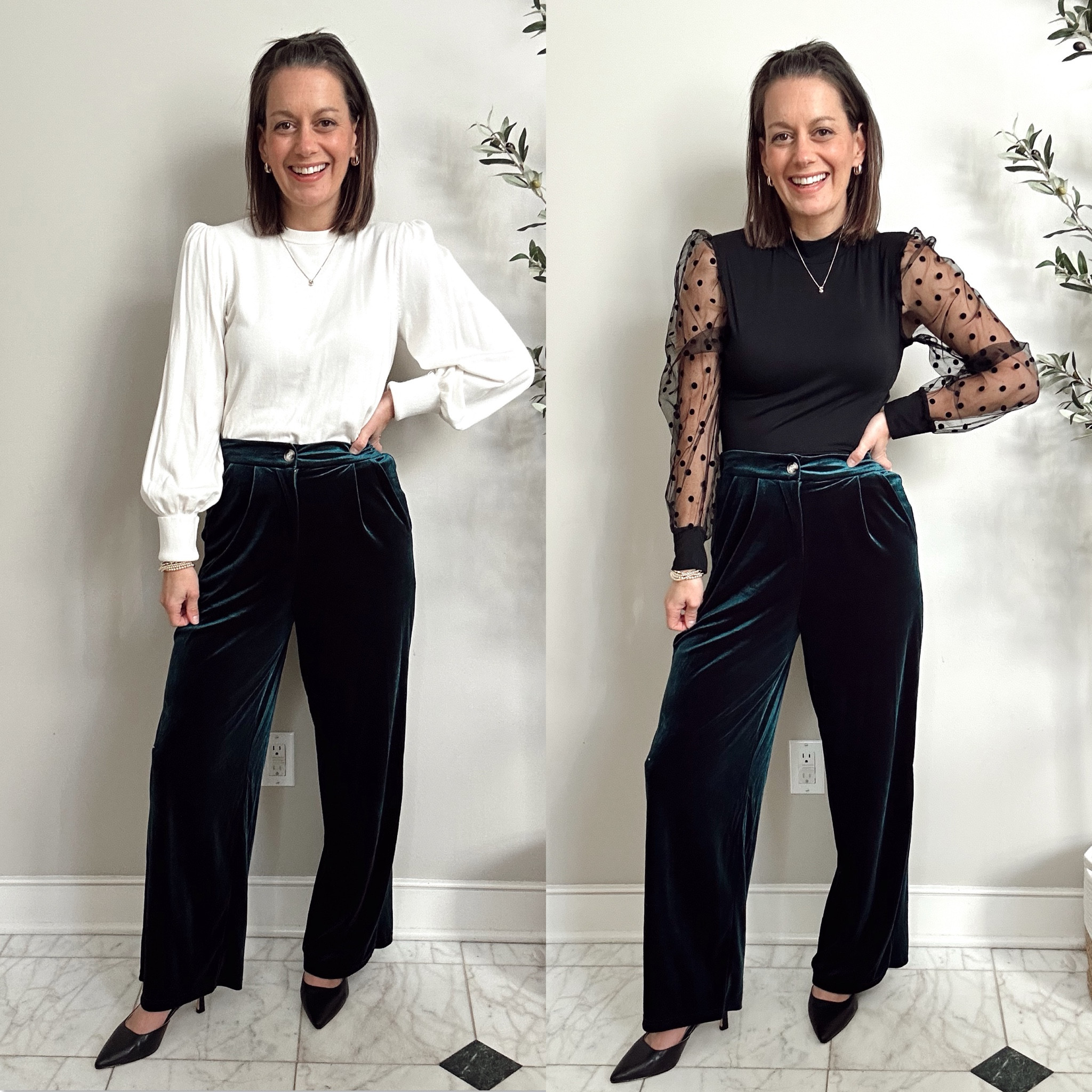 Holiday party outfit idea! 🎄

Velvet pants run true to size, wearing a small.  Both tops run true to size.



#LTKStyleTip #LTKHoliday #LTKSeasonal