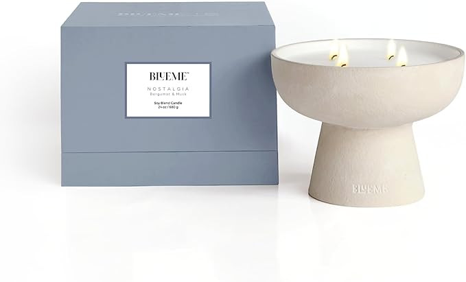 Blueme Nostalgia Candle | Bergamot & Musk | 4 Wick - Refillable Wellness Candle with Essential Oi... | Amazon (US)