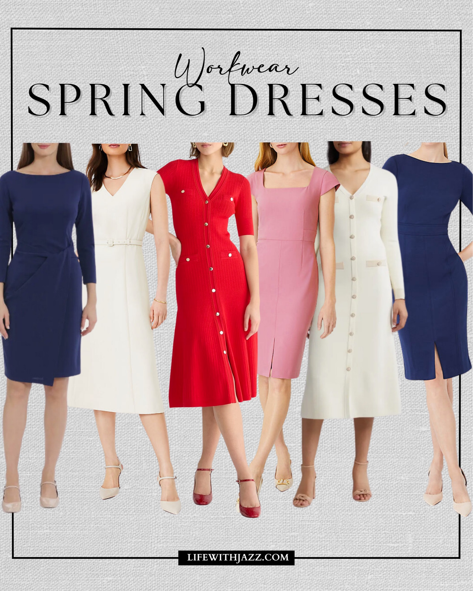 Rounding up some colorful spring workwear dresses 🤍 

Workwear / office outfits / dresses / professional / navy / white / cream / red / pink

#LTKSeasonal #LTKworkwear