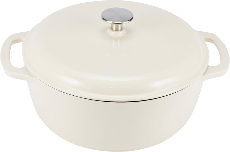 Amazon Basics Enameled Cast Iron Round Dutch Oven with Lid and Dual Handles, Heavy-Duty & Large, ... | Amazon (UK)