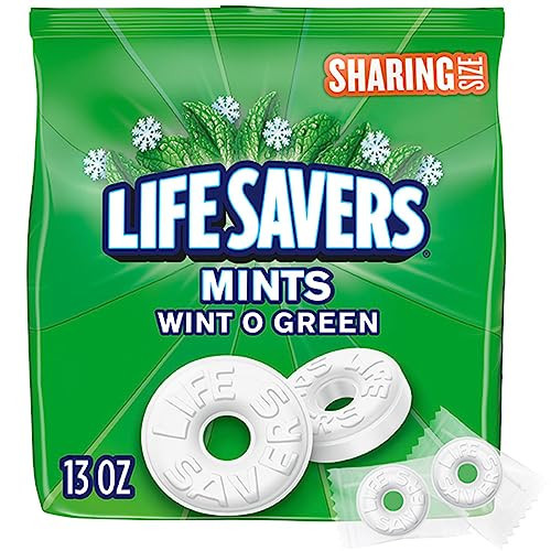 LIFE SAVERS Wint-O-Green Flavor Breath Mints Hard Candy, Sharing Size, LIFE SAVERS Hard Candy, 13 oz Bag | Amazon (US)
