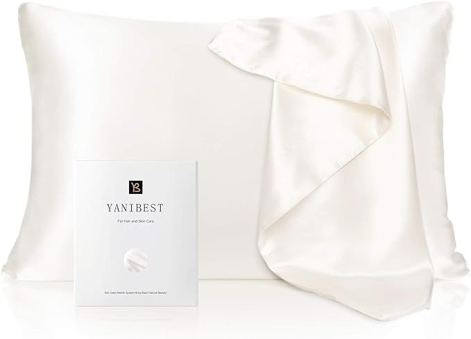 YANIBEST Silk Pillowcase for Hair and Skin - 21 Momme 600 Thread Count 100% Mulberry Silk Bed Pil... | Amazon (US)