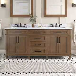 Home Decorators Collection Sonoma 72 in. Double Sink Freestanding Almond Latte Bath Vanity with C... | The Home Depot
